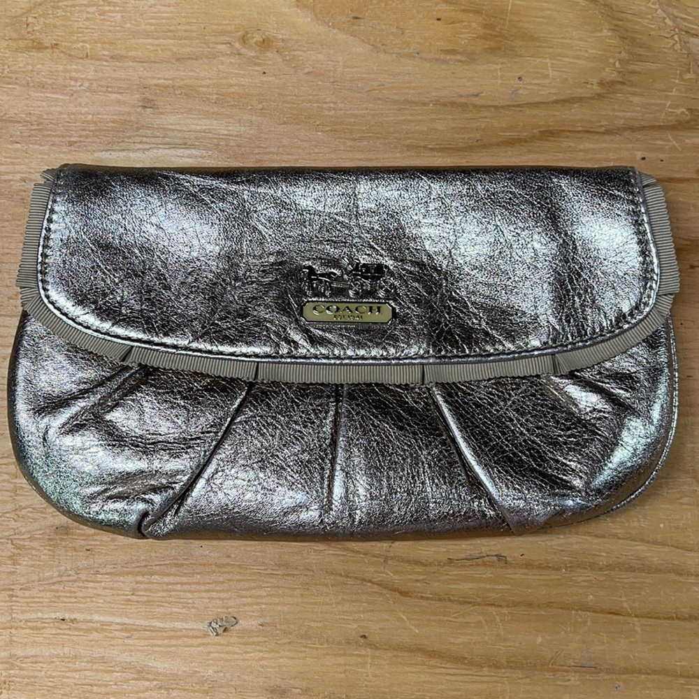 Coach large metallic gold wristlet
